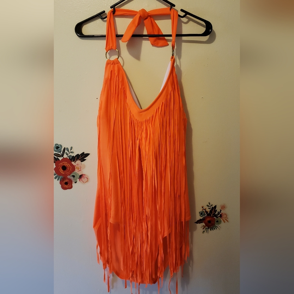 Orange fringe swimsuit